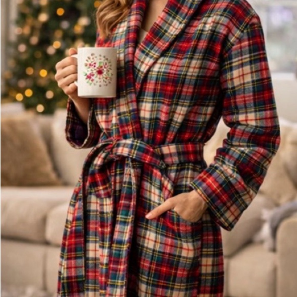 Vintage State-O-Maine Seymour Flannel 100% Wool Plaid Robe women’s S/M